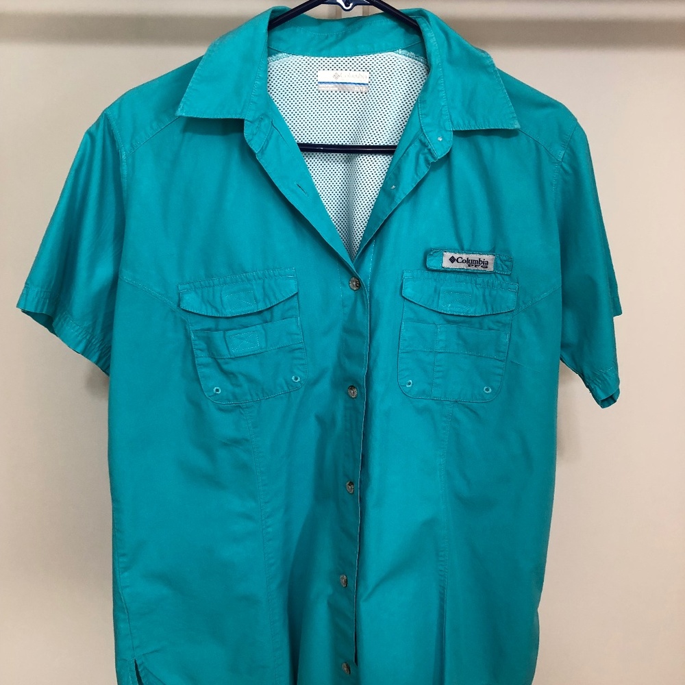 Columbia women's short-sleeve shirt (blue-green)